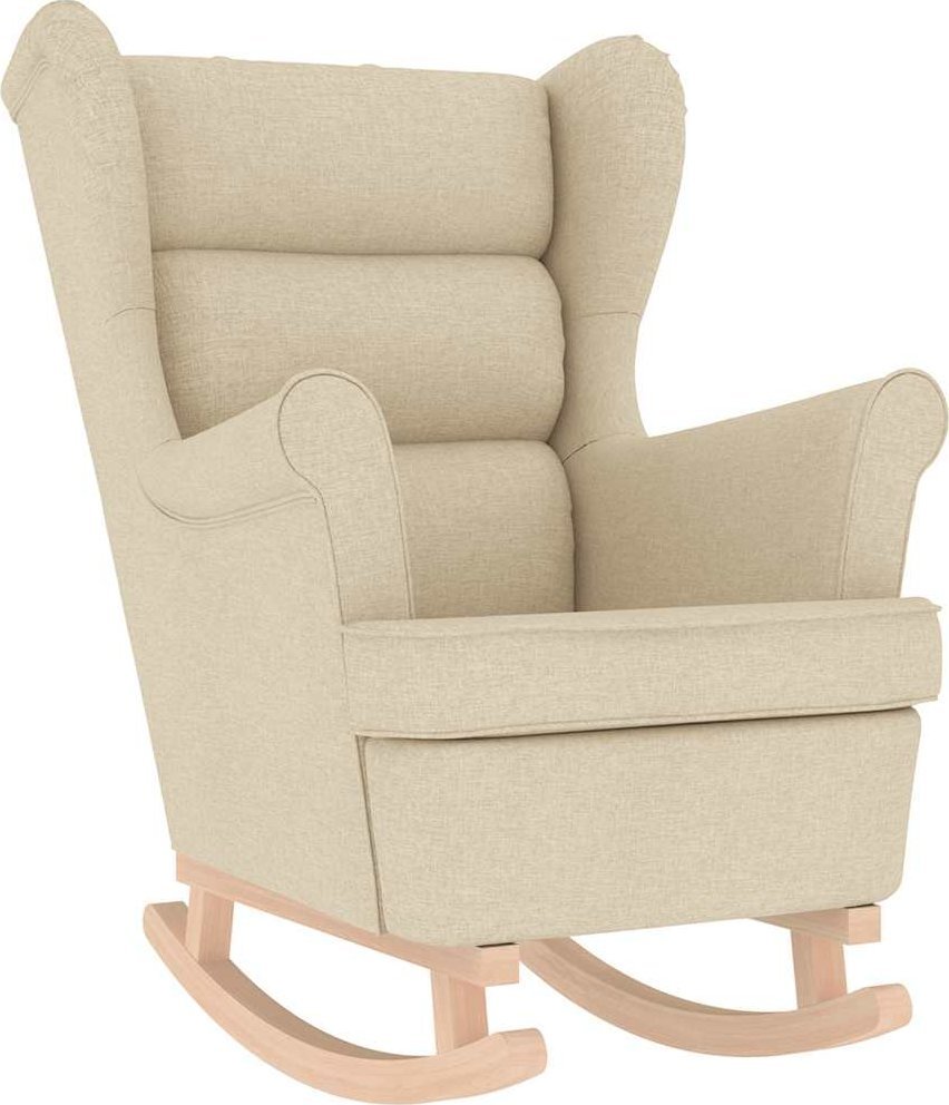 Fotel bujany, kremowy, 74x90x102 cm, tapicerowany tkaniną