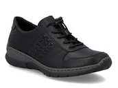 Półbuty damskie - Półbuty damskie całe czarne Rieker L32F3-00 wsuwane lekkie skórzane-42 - miniaturka - grafika 1