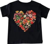 Koszulki dla dziewczynek - CZARNA Koszulki z sercem dla dziewczynki SERCE30 - miniaturka - grafika 1