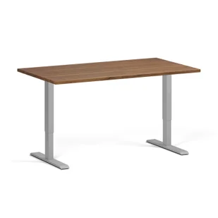 Stół z regulacją wysokości, 1 silnik, 745 - 1235 mm, blat 1400 x 800 mm, podstawa szara, orzech - Stoły i stoliki do biura - miniaturka - grafika 1