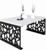 Ławy i stoliki kawowe - Stolik kawowy z metalowym stelażem czarny + biały W7-F44 - miniaturka - grafika 1