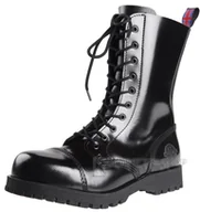 Botki męskie - glany NEVERMIND - CZARNE (10 dziurek) polerowane ocieplane-39 - miniaturka - grafika 1