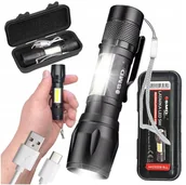 Latarki - LATARKA LED ZOOM AKU 5W XPE+ COB+ ETUI - miniaturka - grafika 1