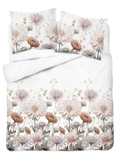 Pościel satynowa 160x200 5482b beżowe kwiaty - Pościel - miniaturka - grafika 1