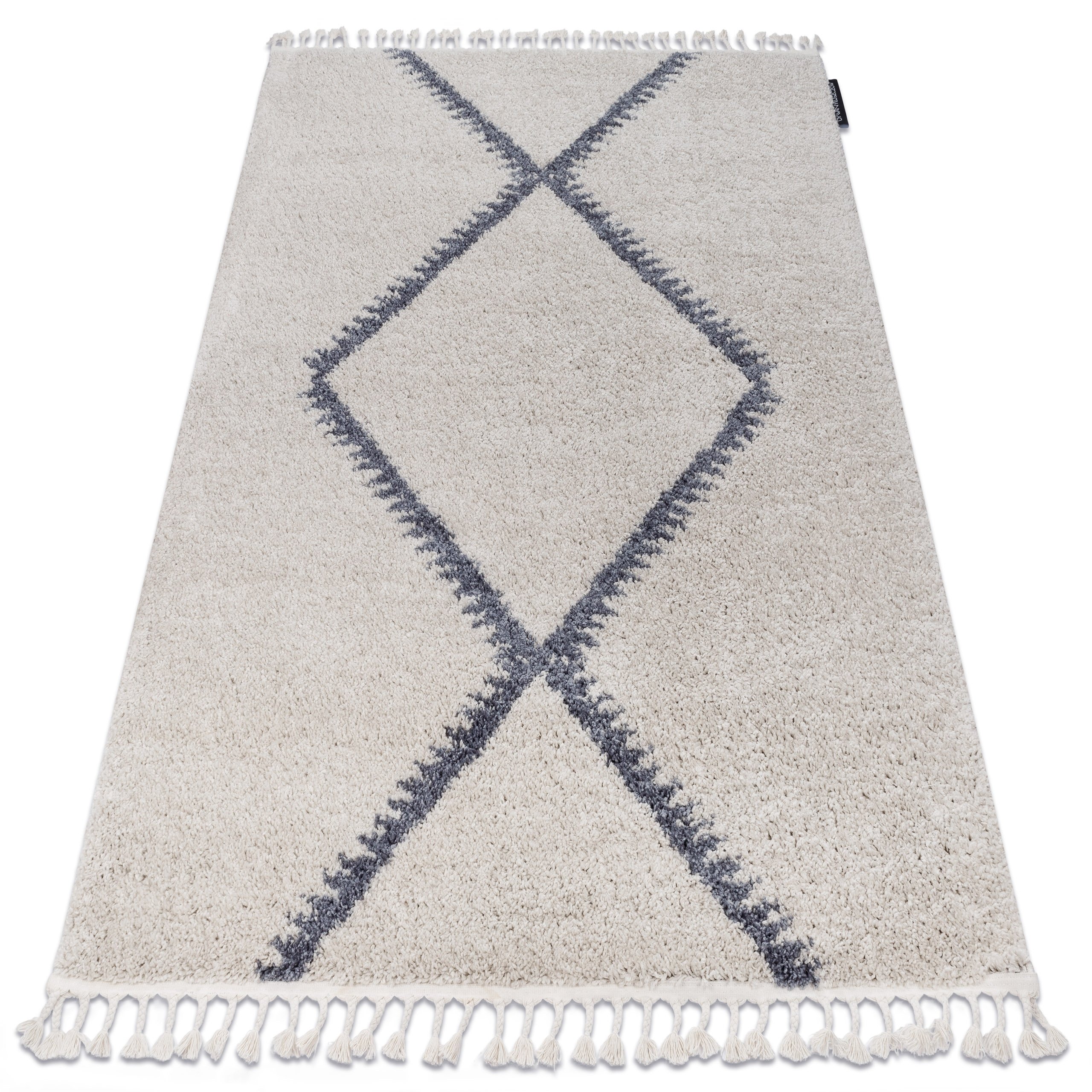 Dywan BERBER MEKNES B5910 krem / szary Frędzle berberyjski marokański shaggy beżowy 140x190 cm