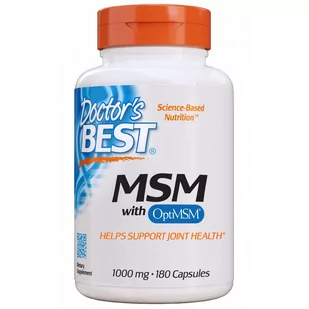Doctor''s best MSM OptiMSM 1000 mg (180 kaps) Siarka Organiczna Doctor''s Best db-016 - Stawy, mięśnie, kości - miniaturka - grafika 1