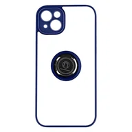Etui i futerały do telefonów - iPhone 14 Plus Case Podstawka wideo z dwóch materiałów z metalicznym pierścieniem, czarna - miniaturka - grafika 1