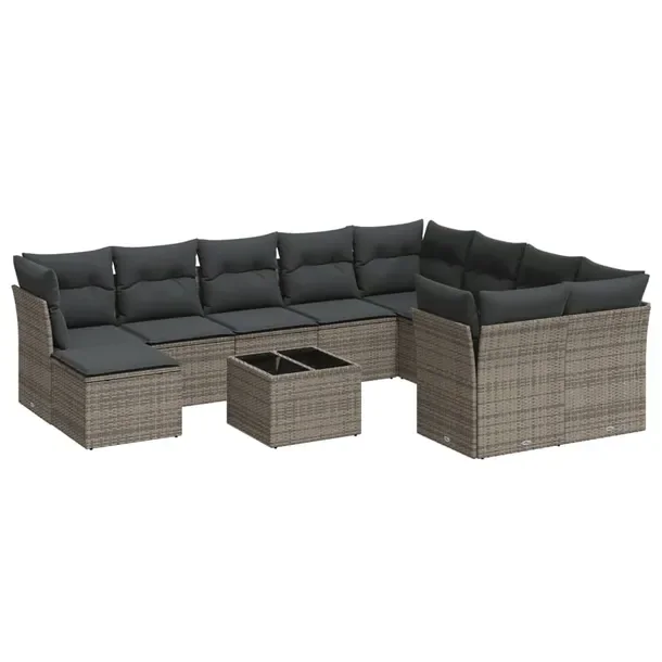 Zestaw mebli ogrodowych modułowych szary rattan PE 62 x 62 x 69 cm