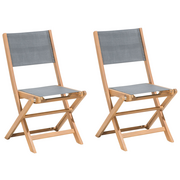 Fotele i krzesła ogrodowe - Beliani Zestaw do ogrodu 2 krzesła drewniane textilene ciemnoszare CESANA 114496 - miniaturka - grafika 1