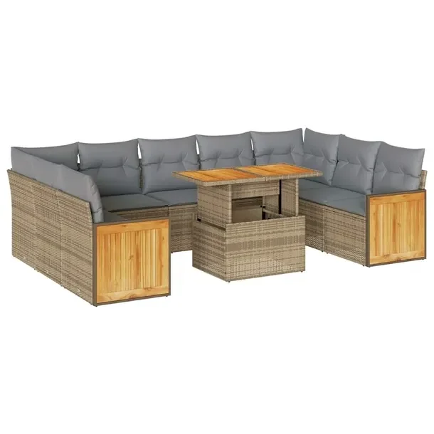 Zestaw mebli ogrodowych modułowych beżowy rattan PE z poduszkami 55x62x69