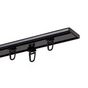 Karnisze - Szyna sufitowa aluminiowa 2-torowa 240 cm czarna z agrafkami - miniaturka - grafika 1