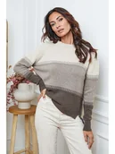 Swetry damskie - So Cachemire Sweter "Lurcia" w kolorze szarobrązowo-beżowym - miniaturka - grafika 1