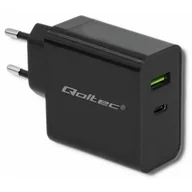 Ładowarki do telefonów - Qoltec Ładowarka Ładowarka sieciowa 42W | 5-20V | 2.25-3A | USB typ C PD | USB | Czarna 51717 - miniaturka - grafika 1