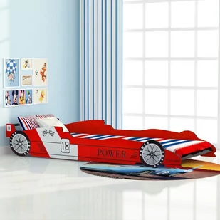 vidaXL Łóżko dziecięce w kształcie samochodu, 90x200 cm, czerwone vidaXL - Łóżka dla dzieci i młodzieży - miniaturka - grafika 1