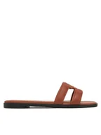 Klapki i japonki damskie - Tommy Hilfiger Klapki Th Logo Strap Mule FW0FW08671 Brązowy - miniaturka - grafika 1