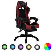 Fotele gamingowe - vidaXL Fotel Fotel dla gracza z RGB LED kolor wina i czarny sztuczna skóra 288003 - miniaturka - grafika 1