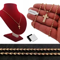 Biżuteria dla dzieci - ZŁOTY ŁAŃCUSZEK SINGAPUR 35CM + KRZYŻYK NA PREZENT - miniaturka - grafika 1