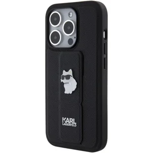 Etui Karl Lagerfeld Gripstand Saffiano Choupette Pins na iPhone 15 Pro Max - czarne - Etui i futerały do telefonów - miniaturka - grafika 3