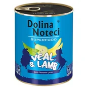 Mokra karma dla psów - Dolina Noteci Premium SuperFood cielęcina i jagnięcina 400 g - miniaturka - grafika 1