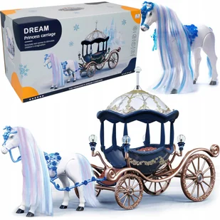 Duża Kareta Dynia Z Chodzącym Koniem Chodzący Konik Koń Karoca - Akcesoria dla lalek - miniaturka - grafika 1