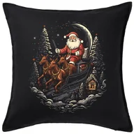 Poduszki dekoracyjne - CZARNA Poduszka z mikołajem - santa82 - miniaturka - grafika 1