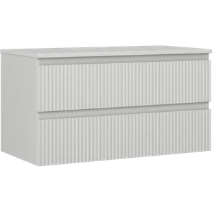 Mexen Rivel szafka łazienkowa podumywalkowa 90 cm z blatem, 2 szuflady, ryflowana , szara mat - 91A20-09047-2-BFFC62 - Szafki łazienkowe - miniaturka - grafika 1