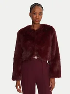 Płaszcze damskie - Rinascimento Futro CFC0125075003 Bordowy Regular Fit - miniaturka - grafika 1