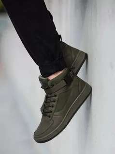 Sneakersy męskie - Buty męskie sneakersy za kostkę - khaki V4 T317 - grafika 1