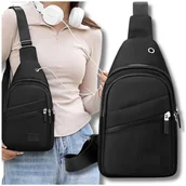 Torebki damskie - Plecak damska wodoodporna saszetka torba lekka na ramię czarna - miniaturka - grafika 1