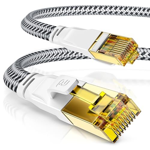 CSL CAT 7 płaski kabel sieciowy 40 Gb/s, kabel krosowy z bawełny, kabel krosowy LAN, CAT.7 Gigabit RJ45, prędkość 10000 Mbit/s, płaski kabel sieciowy