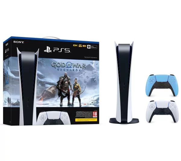 Sony PlayStation 5 Digital Edition + dodatkowy pad (niebieski) + God of War Ragnarok - Konsole Playstation - miniaturka - grafika 1