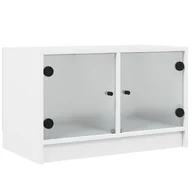 Szafki RTV - vidaXL Szafka pod telewizor ze szklanymi drzwiami biała 68x37x42 cm - miniaturka - grafika 1