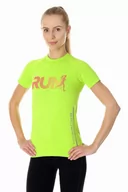 Koszulki sportowe damskie - Koszulka damska Brubeck Running Air Pro SS13270 neonowy - miniaturka - grafika 1