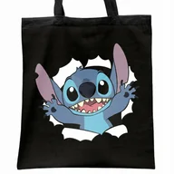 Torby i wózki na zakupy - Torba bawełniana czarna na zakupy Stitch Lilo i Stich Dla Fanów - miniaturka - grafika 1