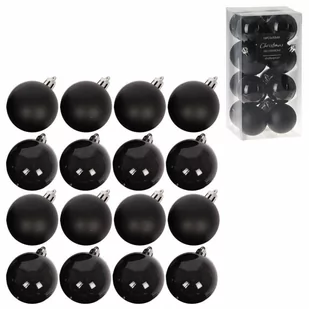 Zestaw bombek na choinkę bombki nietłukące choinkowe świąteczne czarne komplet 16 sztuk 5 cm kod: O-839131 - Bombki - miniaturka - grafika 1