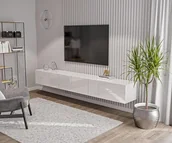 Szafki RTV - Szafka RTV Biała Wysoki Połysk - 270 x 40 x 35 cm - Szafka Wisząca - Komoda - Półka RTV - Lowboard - Meble Do Salonu - Push-to-Open-System - miniaturka - grafika 1