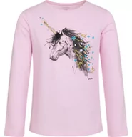 Bluzki damskie - Bluzka z długim rękawem dziewczęca dziecięca bawełniana Koń różowa 152 Endo - miniaturka - grafika 1