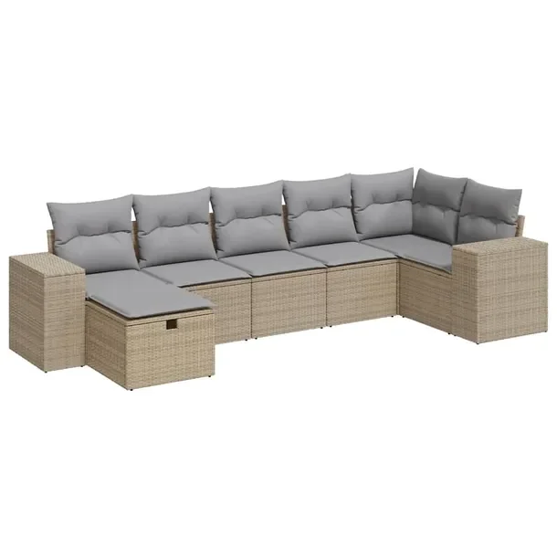 Zestaw mebli ogrodowych z rattanem PE, beżowy, wymiary: 93 x 62 x 69 cm