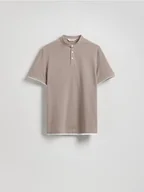 Koszulki męskie - Reserved - Strukturalne polo regular fit - beżowy - miniaturka - grafika 1