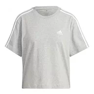 Koszulki i topy damskie - adidas Damski T-shirt (Short Sleeve) W 3S Cr Top, Medium Grey Heather/White, HR4916, XL - miniaturka - grafika 1