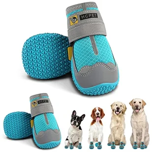 Hcpet Buty dla psów, oddychające buty dla małych, średnich i dużych psów, antypoślizgowe buty dla szczeniaka, ochraniacze łap, z odblaskowymi paskami, 4 szt - Skarpetki dla dzieci - miniaturka - grafika 1