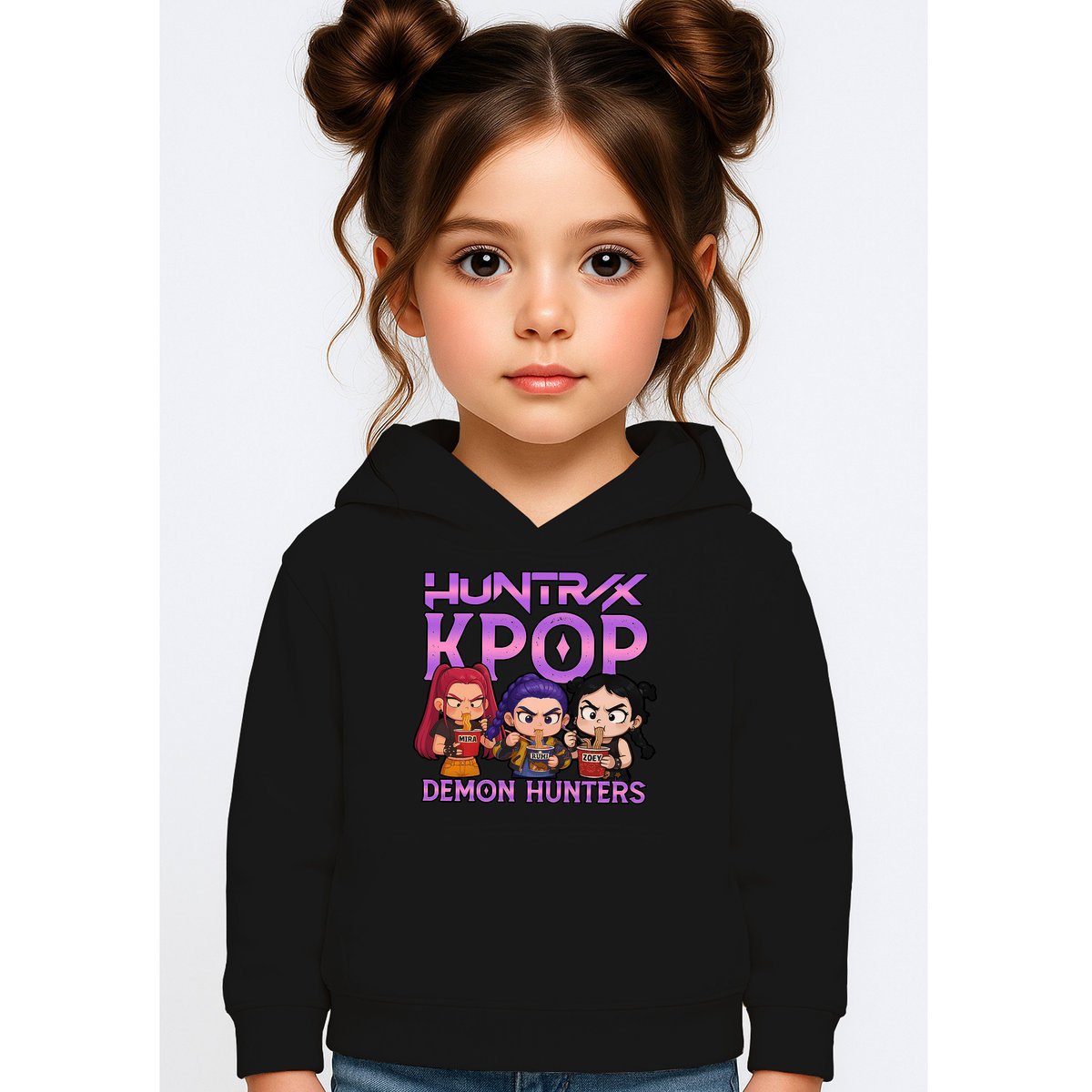 BLUZA DZIECIĘCA K-POPOWE ŁOWCZYNIE DEMONÓW HUNTRIX 134-140 Z KAPTUREM