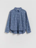 Bluzki dla dziewczynek - Reserved - Wzorzysta koszula z bawełny - jasnoniebieski - miniaturka - grafika 1