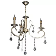 Lampy sufitowe - Inne Żyrandol LAMPA wisząca VEN W-N 1637/3 PN klasyczna OPRAWA zwis z kryształkami patyna przezroczysty VEN W-N 1637/3 PN - miniaturka - grafika 1