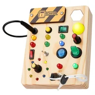 Zabawki sensoryczne - Tablica manipulacyjna sensoryczna Montessori edukacyjna dla dzieci z drewna - miniaturka - grafika 1