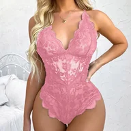 Body - Body koronkowe - Różowy XXL - miniaturka - grafika 1