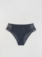 Majtki damskie - Reserved - Majtki typu hipster z haftem - granatowy - miniaturka - grafika 1