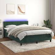 Łóżka - Łóżko kontynentalne z materacem i LED zielony aksamit 140x200cm Lumarko - miniaturka - grafika 1