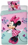 Pościel dla dzieci - Pościel dziecięca Myszka Minnie z kolorowymi serduszkami 140x200 cm - miniaturka - grafika 1