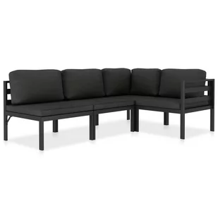 vidaXL 4-cz. zestaw wypoczynkowy, poduszki, aluminium, antracyt - Meble ogrodowe - miniaturka - grafika 1